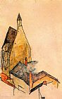 Egon Schiele Canvas Paintings - Hospital church_ Molding